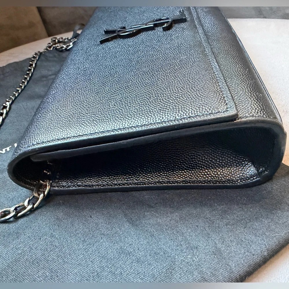 Yves Saint Laurent Black Leather Wallet-on-Chain - Picture 6 of 15